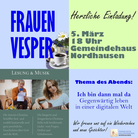 Herzliche Einladung zum Frauenvesper am 05. M&auml;rz 2026